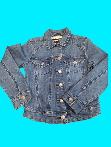 Black Cropped KIDS Denim Jacket with Sequin “PARIS 98” Design