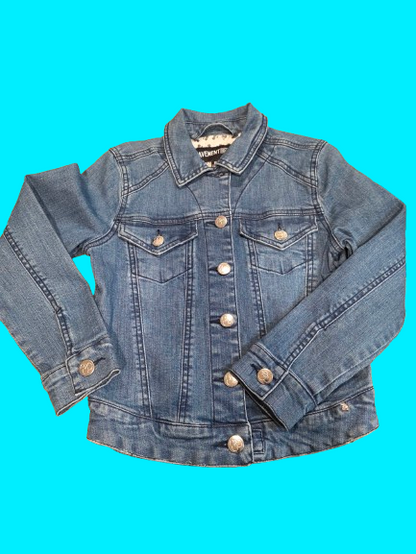 Black Cropped KIDS Denim Jacket with Sequin “PARIS 98” Design