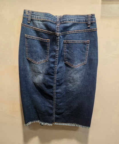 Pearl-Studded Denim Skirt